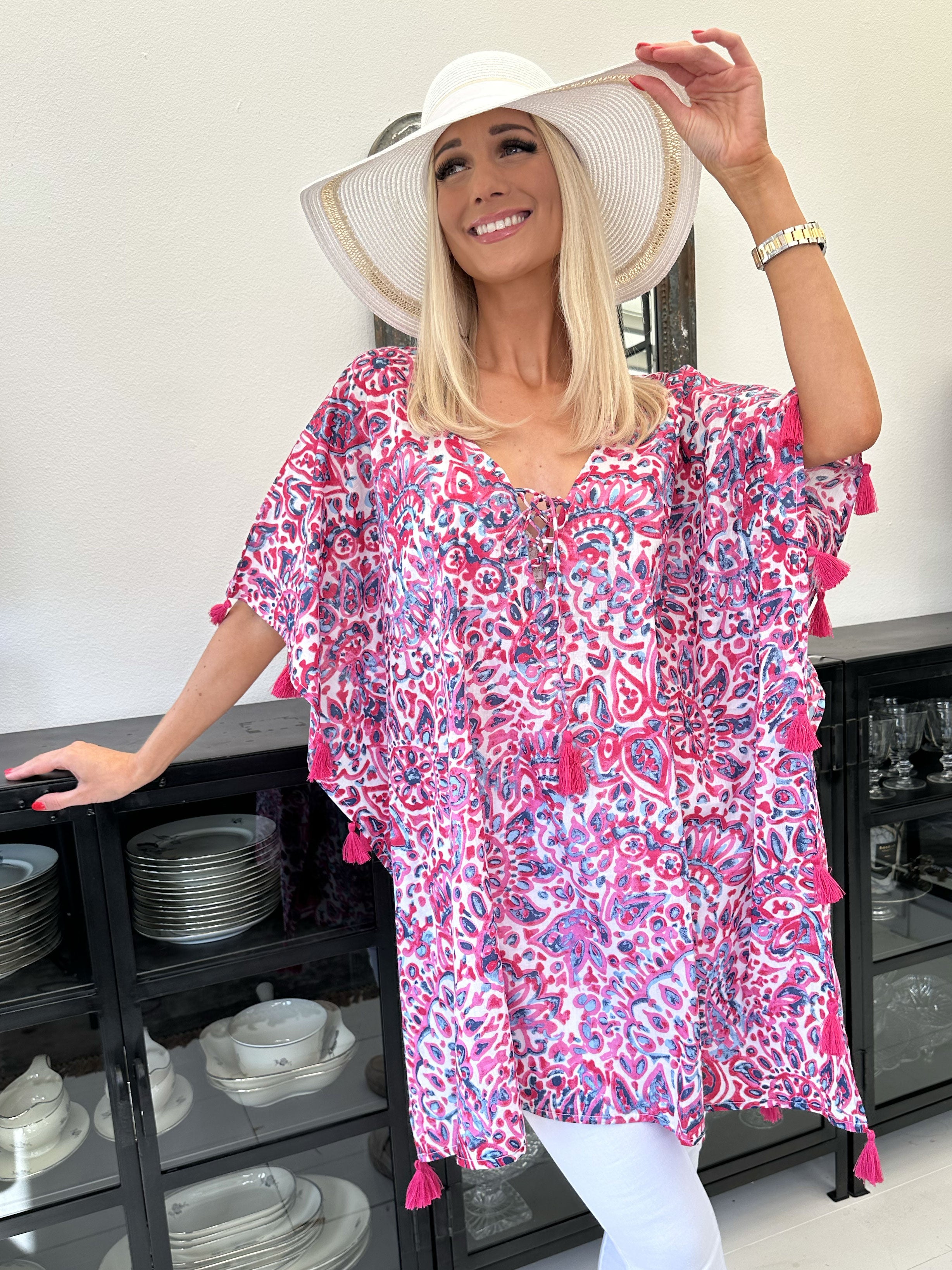 Kirstine - Smuk mønstret tunika kjole i bomuld